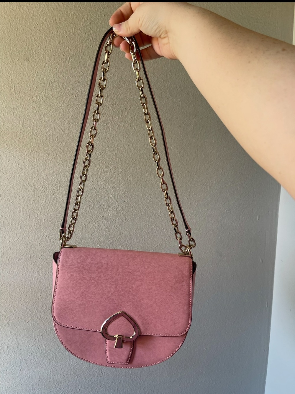 kate spade Pink Leather Heart-Accent Chain Crossbody
